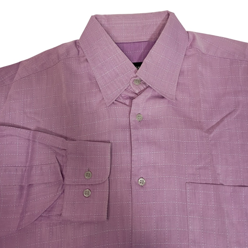 Hugo Boss Button Down Shirt Mens Medium Purple Grid Plaid Luxury Office Vtg 90s